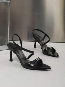 2026 New Sexy High Heel Mule Shoes For Women, Pointed Toe Single Strap Leather Sandals For Summer Outdoor Wear - Black - View 7