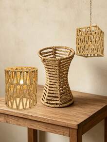 1/3 Peças Abajures de Rattan Boho - 14,99cm de Altura, 12,7cm de Largura, Design Cilíndrico Trançado para Lâmpadas de Chão, Pendentes, Lustres e Arandelas de Parede - Semicírculo - Visão 9