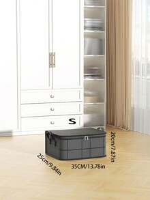 1 pieza Caja de almacenamiento con estilo de cajón, Caja de almacenamiento de ropa y ropa de cama, Caja de almacenamiento para el hogar, Caja de almacenamiento de muñecas de peluche, Tela talla grande gruesa actualizada, Asa talla grande ancha y talla grande cómoda, Adecuada para almacenamiento en el hogar, almacenamiento y regalo a familiares y amigos - Gris - Ver 12