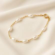 Pulseira de Pérolas Clássica Semijoia Banho Ouro 18k Lasman - Dourado - Visão 9