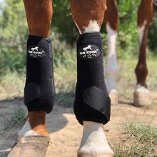 Horse Leg Guards, Equestrian Accessories, Horse Leg Sleeves, Horse Leg Wrap Set, Equestrian Outdoor Training, OK Fabric Horse Leg Guards, Sold In Pairs TGW RIDING Equine Sports Elite Front Leg Boot Horse Leg Wraps Horse Boots, Pair - Black - View 2