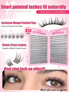 Miss Diamond 352pcs Natural Cluster Eyelash Extension Kit, Fluffy C-Curl Individual Lashes 9-12mm, DIY Eyelash Extension Set - D - View 2