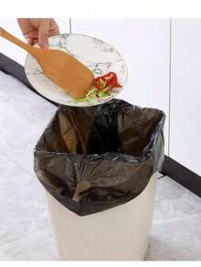100pcs/50pcs/5pcs Thickened And Enlarged Black Garbage Bag, Trash Bags Kitchen, Vegetable Bag Big Garbage Bags For Paper, Plastic, Bottles, Newspaper, Lawn Plastic Bags With Handles T-Shirt Bags Bulk Plastic Bags - 黑色的 - 查看 1