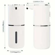 1个USB充电式自动泡沫皂液器，容量380毫升/12盎司，500毫安时电池，非接触式卫生操作，不含邻苯二甲酸酯塑料，适用于厨房和浴室（洗手液、沐浴露、洗发水），可壁挂安装 - 檯面 - 查看 5