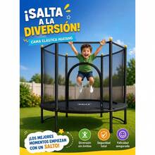 Trampolín Infantil con Red Resistente para Niños Uso Interior y Exterior - Negro - Ver 1