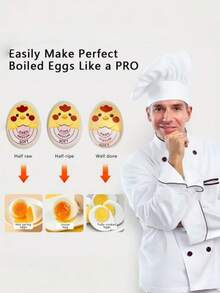 1 pieza Temporizador de cocina para huevos, cambia de color para indicar el nivel de cocción del huevo. Cuando el huevo está completamente cocido, el temporizador cambia de color, ideal para huevos cocidos blandos o duros - Multicolor - Ver 4