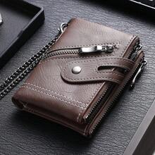 CarrKen New Business Dual Zipper Men's Snap Closure Short Wallet With Chain, Vertical Large Capacity Credit Card Holder, Front Zipper Coin Pocket, Perfect Gift For Him - Multicolor - View 12