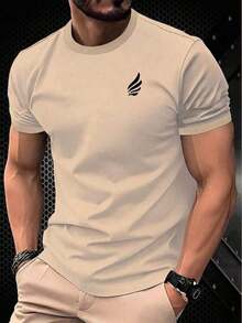 Men's Short-Sleeved T-Shirt With A Round Neck And Simple Design - White - View 11