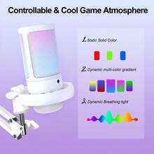 ZealSound RGB Gaming USB Microphone Kit, Professional Condenser Microphone With Boom Arm And A Pop Filter, Mute Button, Gain Control, Real-Time Monitoring, Compatible With Phones, PCs, Computers, Perfect For Streaming, Podcasting, Twitch, Discord, And Gamers - 查看 2