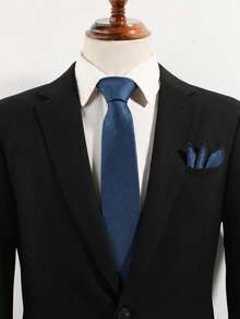 2pcs Men's Fashion Casual Solid Color Necktie & Pocket Square Set, Comfortable Versatile For Daily, Party, Business Events - Multicolor - View 9