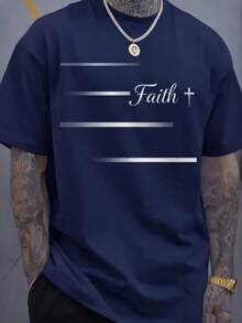 Simple Studio | New Summer Casual Men's Short Sleeve T-Shirt With Line Design | Suitable For Summer Wear | Comfortable & Breathable | Leading Fashion - Navy Blue - View 3