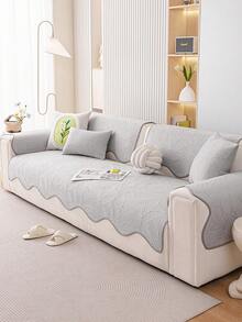 1 buah Sarung Sofa Warna Polos Sutra Es, Bahan Sejuk & Bernapas, Dapat Dicuci dengan Mesin & Tahan Pudar, Ramah Hewan Peliharaan, Tahan Lama, Cocok Untuk Sofa 1/2/3/4 Dudukan Dengan Sandaran Tangan & Sandaran Punggung - Grey - View 5