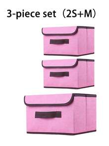 2 peças/conjunto Caixa de Armazenamento Dobrável com Tampa, Recipiente de Armazenamento Multiuso para Roupas, Joias, Lanches, Brinquedos, Adequado para Casa, Armário, Quarto, Sapateira, Escritório, Estudo, Armazenamento de Fantasias e Decorações de Feriados, Para Volta às Aulas - Multicolorido - Visão 36