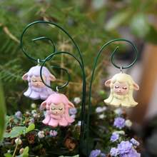 3PCS Cute Lamb Resin Hanging Ornaments With Bendable Stake, Mini Sheep Figurines For Succulent Pot, Fairy Garden Micro Landscape Decor - Multicolor - View 5