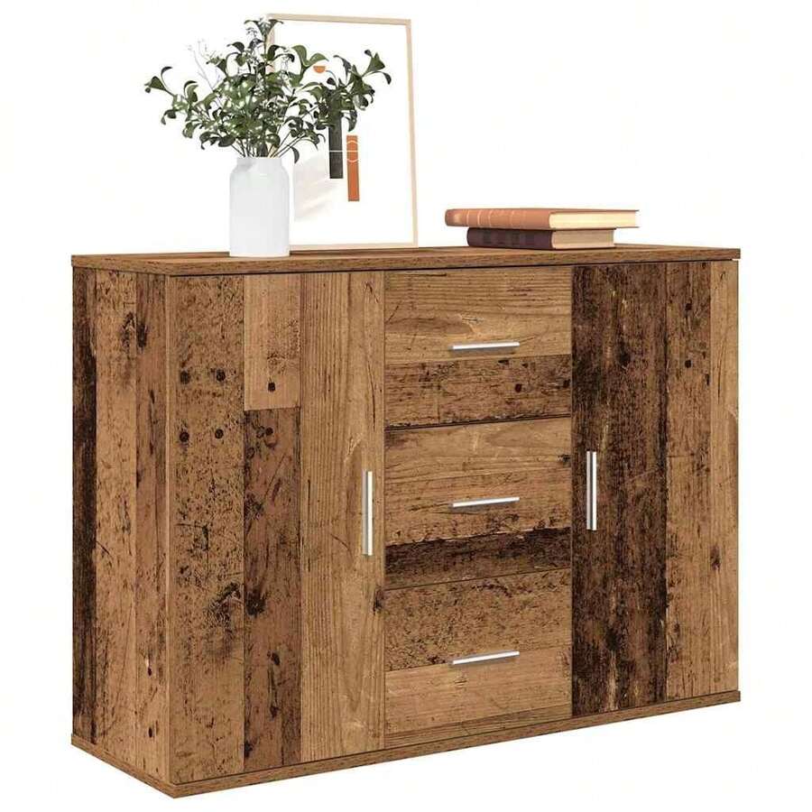 Aparador de madera de ingeniería envejecida 90x29,5x65 cm - Marrón - Ver 1