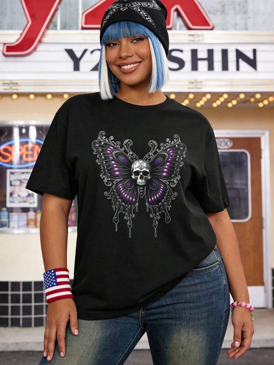 Camiseta de manga corta con cuello redondo suave y casual de verano para mujer, tops para salir, algodón, vintage, estilo callejero europeo y americano, casual deportivo, estilo unisex, estilo casual urbano, tops bonitos, Gen Z, curvy, ropa Y2K, camisetas divertidas, tops para damas, conjuntos de vacaciones para mujer, top lindo, camiseta gráfica, conjuntos de primavera, camisetas holgadas, ropa de calle retro, estilo de los 90, estilo de los 2000, subcultura, top negro, tops blancos, atuendo de fiesta de los 90. Negro - Negro - Ver 1
