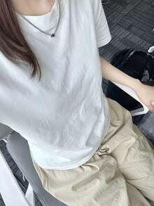 国内発送  100％コットンTシャツ 春夏新作 レディースおもしろTシャツ 快適な韓国版トップス Y2Kスタイル プリントカジュアル半袖 バレンタインコーデ - ホワイト - チェックする 2
