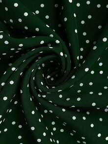 Vestido de manga corta con cuello cuadrado, fruncido y retorcido con estampado todo sobre para mujer de talla grande - Verde Oscuro - Ver 5