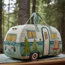Extra-Large Quilted Travel Bag| Multi-Functional Zipper Closure,  Travel Style, Machine-Washable Material, Multi-Color Printed Designs.Features: Tie-Dye Cartoon And Anime, Oil Paintings, Plants, Starfish, And Bus-Themed Patterns. - 18X9X9英寸 - 查看 1