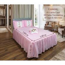 KIT Colcha Cobre Leito Sofia Casal 04 Peças com Porta Travesseiro e Porta Almofada - Rosa Bebê - Visão 4