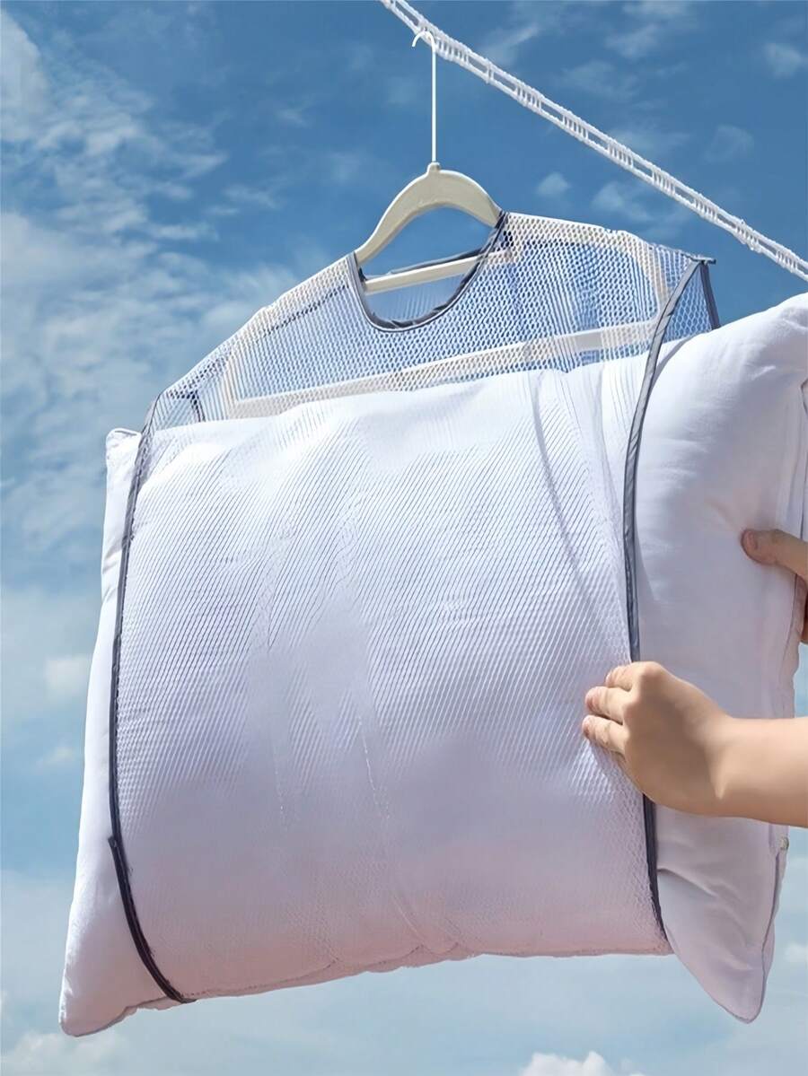 1 Folding Pillow Drying Rack, Home Balcony Clothes Drying Rack, Pillow Drying Stand - Features: Pillow Core Drying Rack, Foldable Pillow Support, With Washing And Drying Mesh Bag, Suitable For Drying And Storing Pillows, Underwear, Socks And Pillow Toys, Socks, Home Balcony Drying Rack; Space-Saving Storage Solution