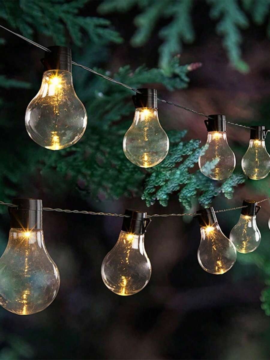 1 PC LED Solar 8-Mode Transparent Retro Ball String Light, Suitable For Outdoor Garden Decoration, Camping Tent Decoration, Holiday Wedding Party Outdoor Lighting, Waterproof Light String, Courtyard Garden Balcony Terrace Decoration Light String - Transparent Retro Ball Light Strings - View 1