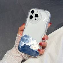 1个时尚TPU材质透明米色云月图案防震防滑保护手机壳，兼容、荣耀等手机。 - 無色 - 查看 2