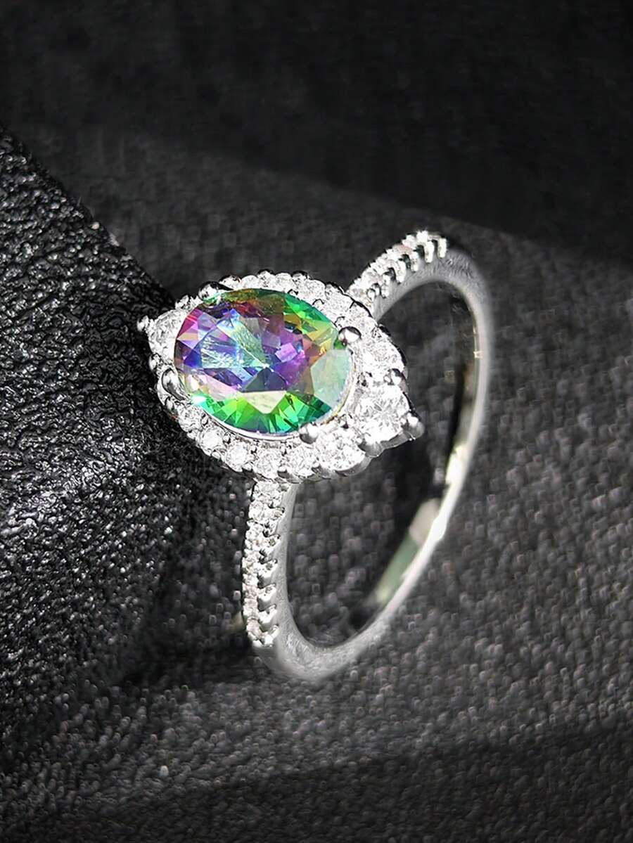 1 chiếc nhẫn nữ thời trang, sang trọng, đính đá Cubic Zirconia F269