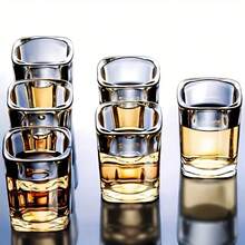 2/6pcs 70ml Thick Bottom Square Glass Cups, Transparent Shot Glasses Suitable For Vodka, Whiskey, Tequila, Espresso, Liqueur And Spirits - View 2