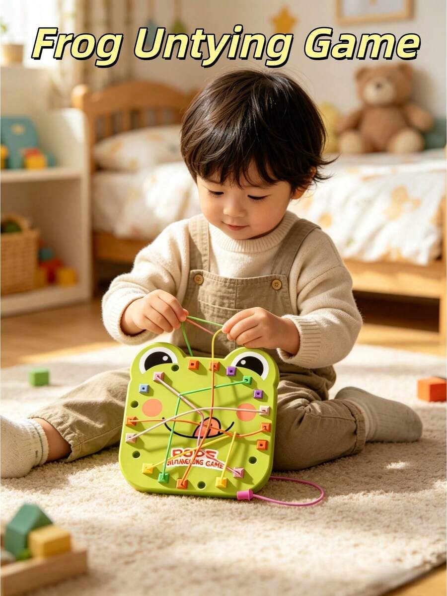 Juguete rompecabezas desafiante de rana con bolsa de almacenamiento, juego interactivo padres-hijos para entrenar el pensamiento lógico y destrabar, adecuado para niños y niñas de 3 a 12 años, regalo de cumpleaños - Multicolor - Ver 1