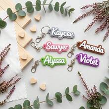 Customized Name Acrylic Keychain, Personalized Acrylic Backpack Tag, Lunch Box ID, Diaper Bag Charm, Vintage Font, Durable Creative Gift - C-fish Mouth Name Keychain - View 9