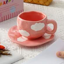 2件套（1个杯子和1个碟子）陶瓷咖啡杯碟套装，适用于家庭厨房、餐厅、客厅，可作为礼物，饮用茶、咖啡、牛奶、果汁，也可用于婚礼、派对、生日等场合。 - 彩色 - 查看 14