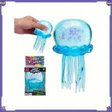 Jellyfish Squishy Fidget Toy, Silicone Octopus Water Play Squeeze Toy, Slow Rising Stress Relief Props - Blue - View 4