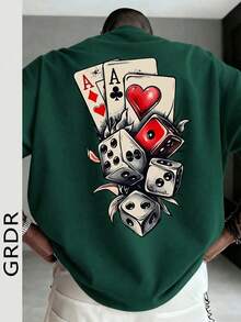 GRDR Men's Summer Printed Graffiti Short Sleeve Fashionable T-Shirt, Suitable For Summer - Dark Green - View 2