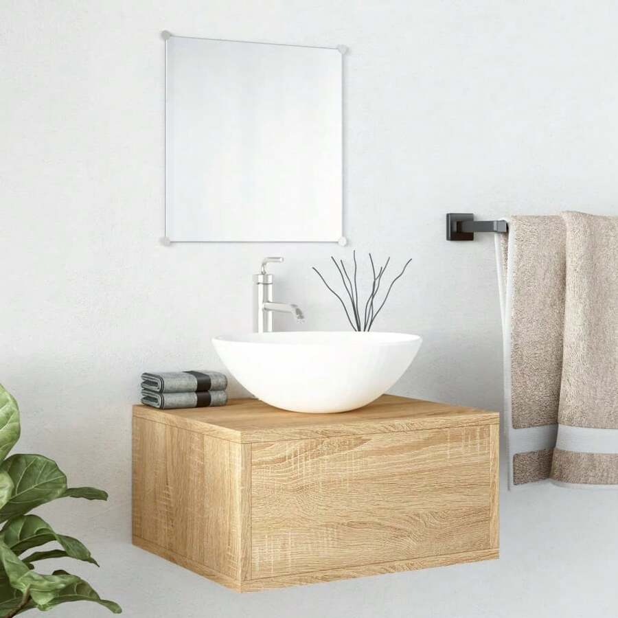 vidaXL Ensemble de meubles salle de bain 2 pcs chêne bois d'ingénierie - Tabac - Voir 1