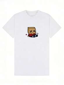 Women's Casual Summer T-Shirt, Round Neck, Short Sleeve, Cartoon Character Graphic Print, Ideal For Everyday Wear. White. - 白色 - 查看 4