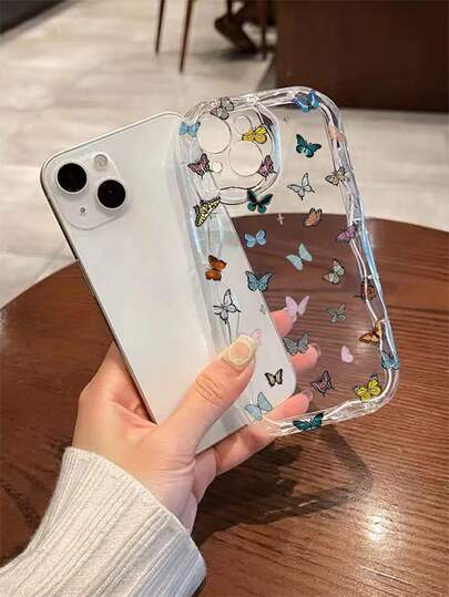 Ốp điện thoại chống rơi vỡ, màu kem, trong suốt, họa tiết bướm rực rỡ, được làm từ chất liệu TPU. Là món quà tuyệt vời cho dịp lễ. Tương thích với các dòng điện thoại Apple XS/XS Max/XR/11/12/13/14/15/16 Pro/Pro Max/14/15/16 Plus/17. Phù hợp cho cả nam và nữ.