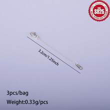 3条/包 925纯银延长链，带龙虾扣连接器，项链和手链DIY珠宝制作配件 - 銀色 - 查看 6