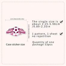 53pcs Cartoon Hand-Drawn Pink Football Sports Decorative Stickers For Notebook, Tumbler, Desktop - Original Pink Soccer - View 2