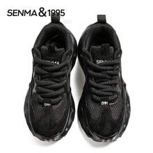 SENMA Giày thể thao nam đế dày, lưới thoáng khí, buộc dây, kiểu dáng casual. - màu đen - Xem 5