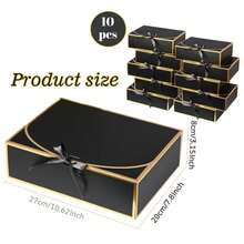 10pcs Black Border Gift Boxes With Lids And Satin Ribbons, 10.6*7.8*3.1 Inch Bridesmaid Invitation Boxes, Multi-Purpose Gift Packaging Boxes, Suitable For Weddings, Bridal Showers, Birthdays, Mother's Day, Anniversaries, Holiday Party Favors - Black - View 11