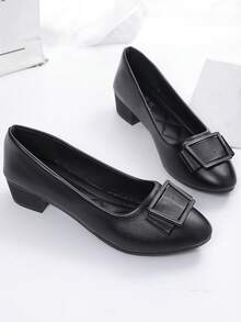Giày lười đế dày cho nữ, giày slip-on cổ thấp, phù hợp với váy, giày công sở đế mềm thoải mái, giày cỡ lớn dành cho hoạt động ngoài trời. - màu đen - Xem 1