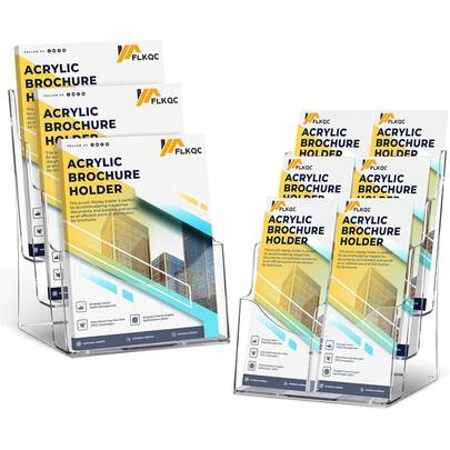 2 Pack Acrylic Brochure Holder 8. 5 X 11 In, 3 Tier Brochure Display Stand With Removable Divider 4 X 9 In Trifold Pamphlets, Literature Holders, Brochure Stands Flyer, Pamphlet, Magazine, Booklet, Desk & Wall Mount (2 Pack 3 Tier 8. 5 X 11)2687