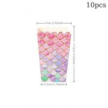10/20/50/100PCS Cajas de palomitas de maíz de papel con borde dorado y degradado multicolor en forma de escamas de pez, contenedor desechable para aperitivos y golosinas para noche de cine, suministros de fiesta para boda, despedida de soltera, celebración & reunión en el patio trasero - Multicolor - Ver 8