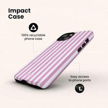 VESPOP 1 buah Casing Ponsel Minimalis Artistik Bergaris Warna-warni Mengkilap 2-in-1 Phile Shell Pelindung Penuh Kompatibel dengan / 11/12/13/14/15/16/17 Pro Max - Garis-garis merah muda terang - View 5