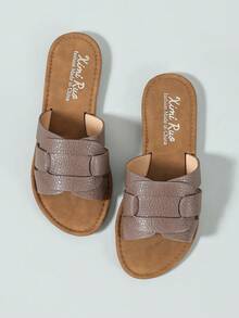 Ximi Ruo Korean Style Casual Flat Slippers, Women's Shoes, Open Toe Sandals For Spring, Summer, Suitable For Dresses, Beach, Apartment, Brown Color - Grey - View 6