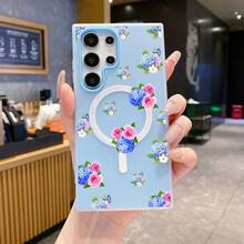 Funda para teléfono: Funda de gel adecuada para Samsung Galaxy S22, S23, S24, S25, S26 FE, Edge, Pus, Ultra A56 A54 A55 A36 A35 A26 A25 A17 A16 A15 con estampado de flores de hortensia fragmentadas. - Negro - Ver 11