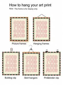 1pc Interesting Vintage Canvas Kitchen Poster, "Good Food, Good Mood" Slogan Decorative Painting, Unframed Art Decor For Restaurant, Kitchen, Cafe - Letter B - View 6