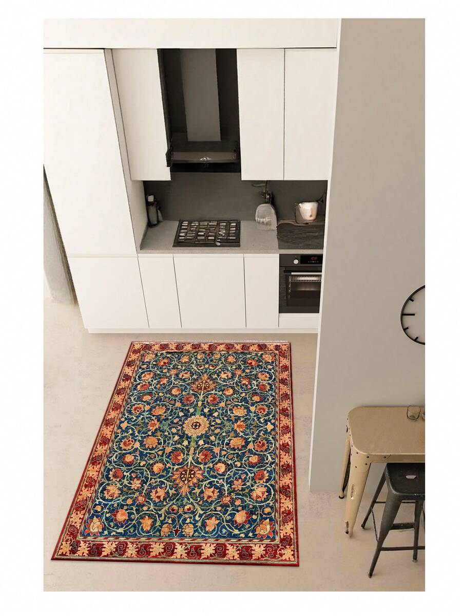 Alfombra moderna turca Almohadilla de área con estampado minimalista + Opciones de tamaño de 80x250 cm a 180x280 cm Fabricada en Turquía - Azul menta - Ver 1