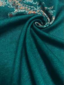 Zayélia Blusa casual versátil de uso diario con cuello en V y pliegues para mujer - Verde Oscuro - Ver 4